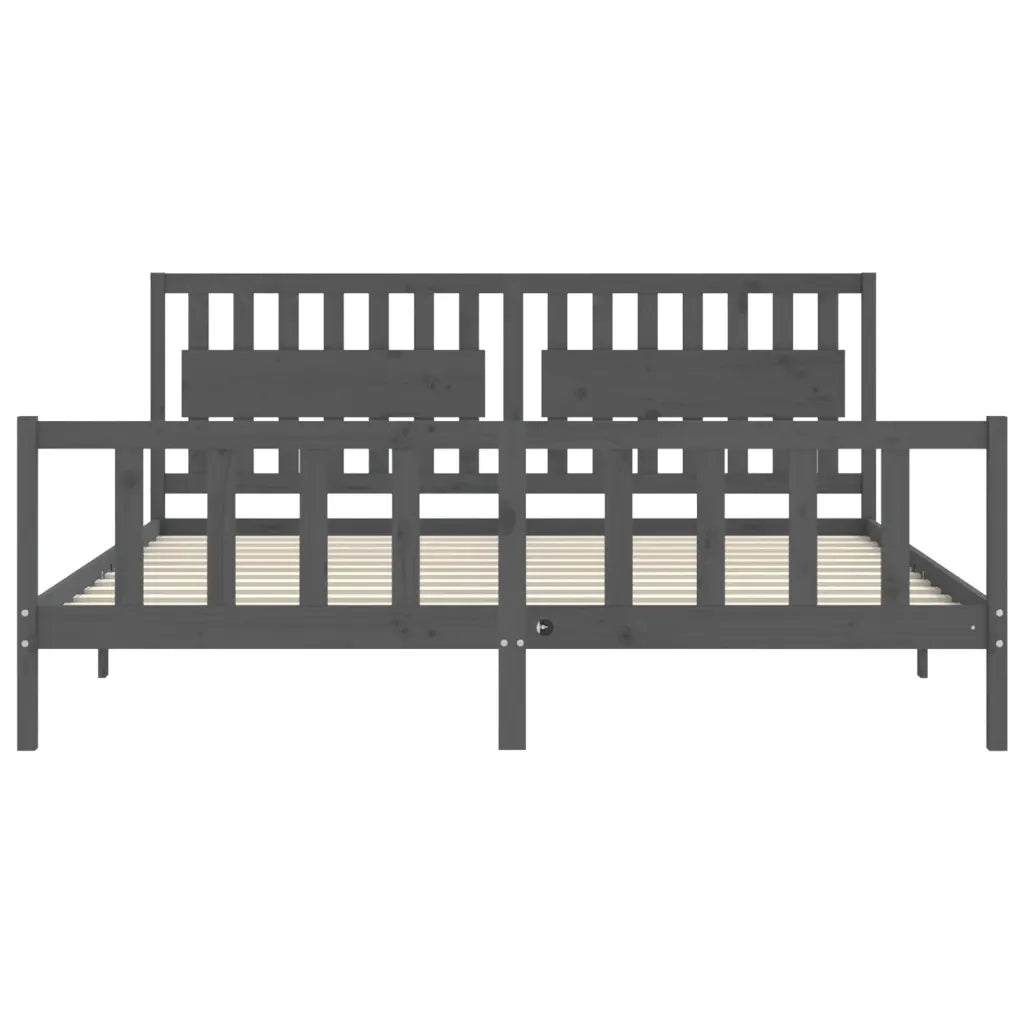 Giroletto con Testiera Grigio 200x200 cm in Legno Massello 3192448