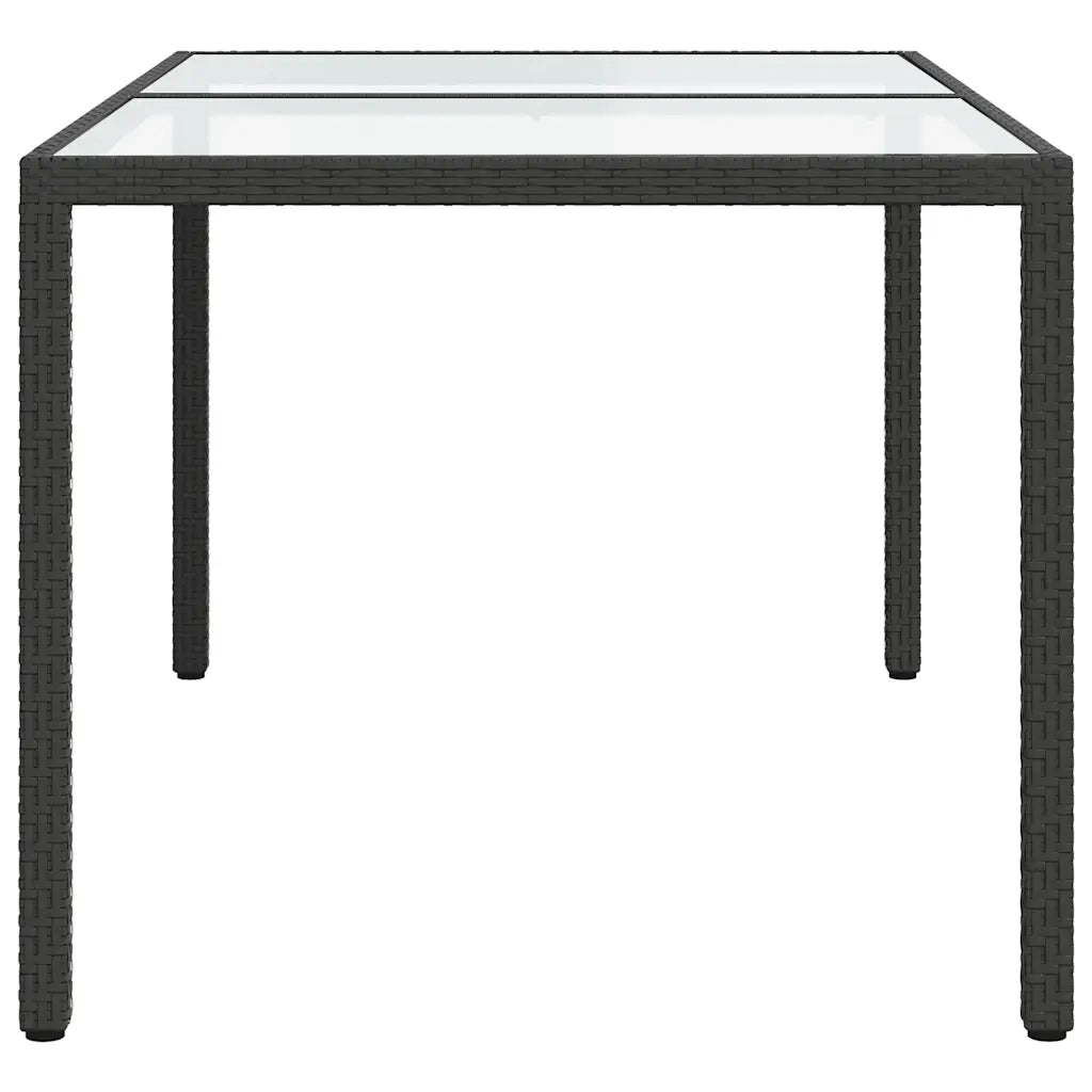Tavolo Giardino 150x90x75 cm Vetro Temperato e Polyrattan Nero 316705