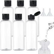 Set di Flessi da Viaggio da 6 - 100ml Flessi in Plastica - Flessi da Viaggio Transparenti - Imbottigliamento Acqua - Inclusi 2 Piccoli Coperchi - Ideali per le Partenze in Aereo - Set di Flessi da Viaggio