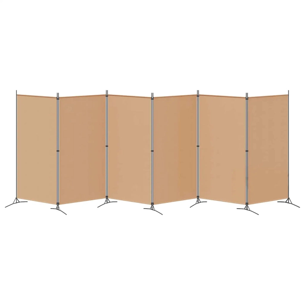 Divisore per Stanza | Paravento | Divisorio Ambienti a 6 Pannelli Beige 520 x 180 cm Tessuto