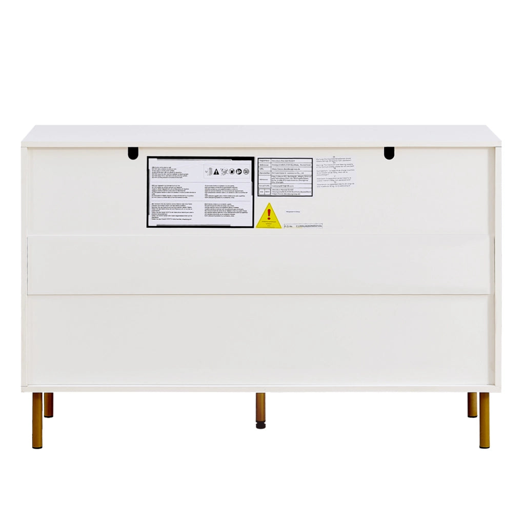 OKWISH Cassettiera Moderna con 6 Cassetti, Maniglie in Lega di Zinco e Gambe in Acciaio, per Camera, MDF, 120 x 40 x 78 cm
