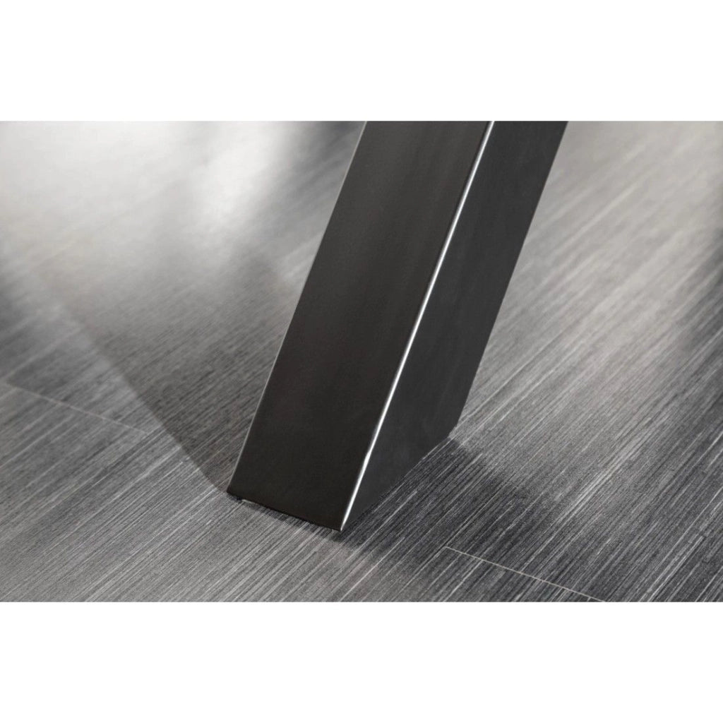 Tavolo da pranzo RAFTA 220 cm – Piano in legno massiccio di teck – Gambe a X in metallo nero