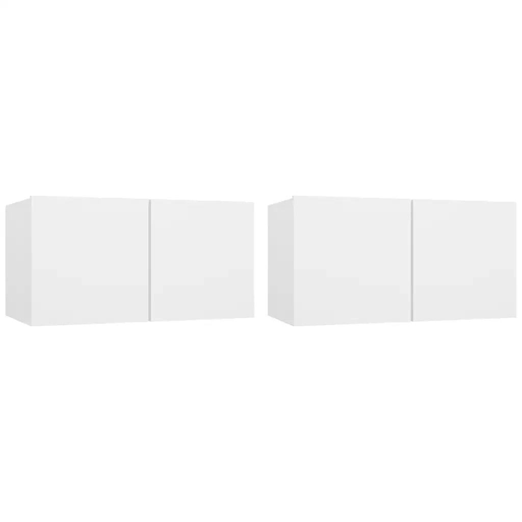 Mobili Porta TV Pensili 2pz | Armadietto TV | Mobile Porta TV Bianchi 60x30x30 cm
