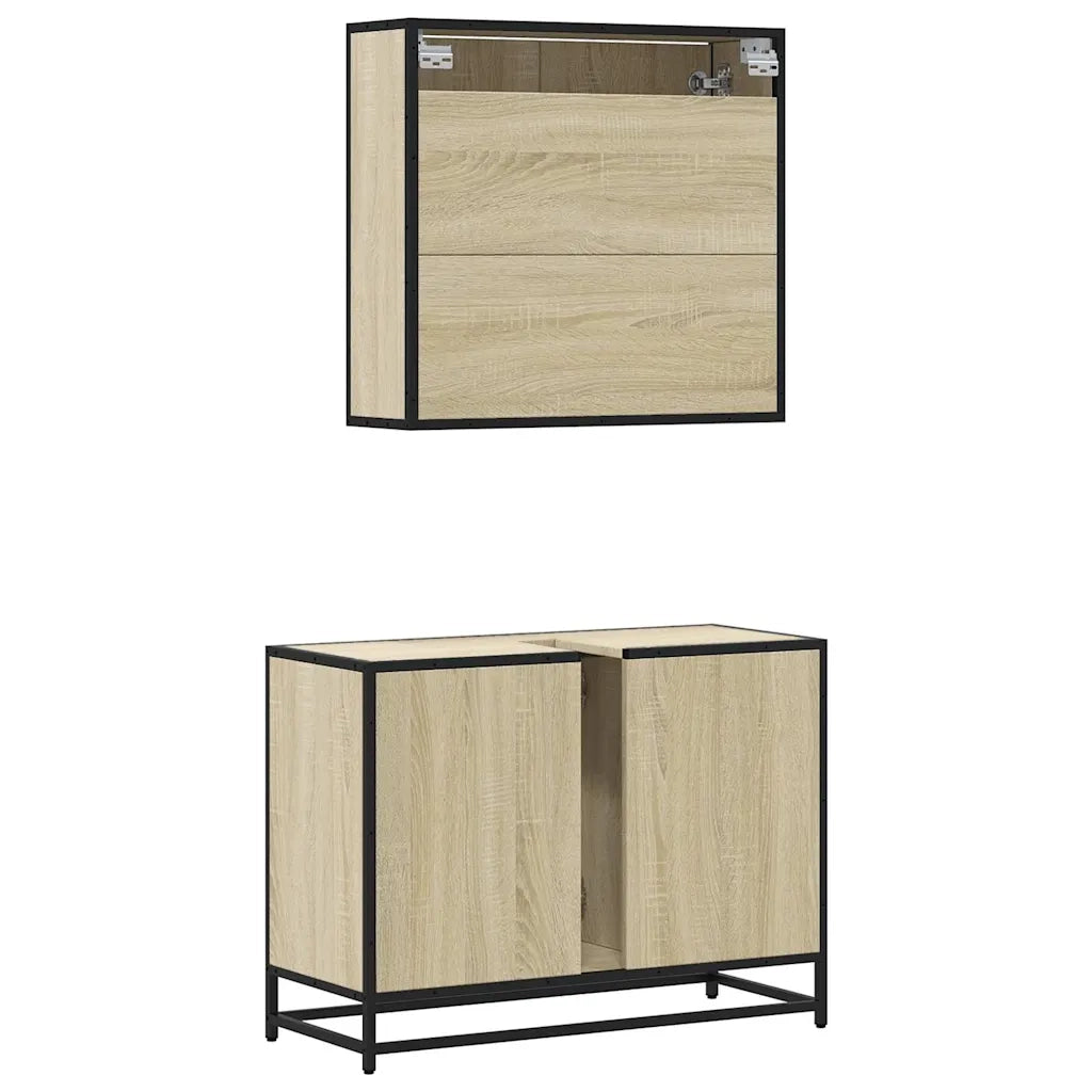 Set Mobili da Bagno 2 pz Rovere Sonoma in Legno Multistrato 3300931