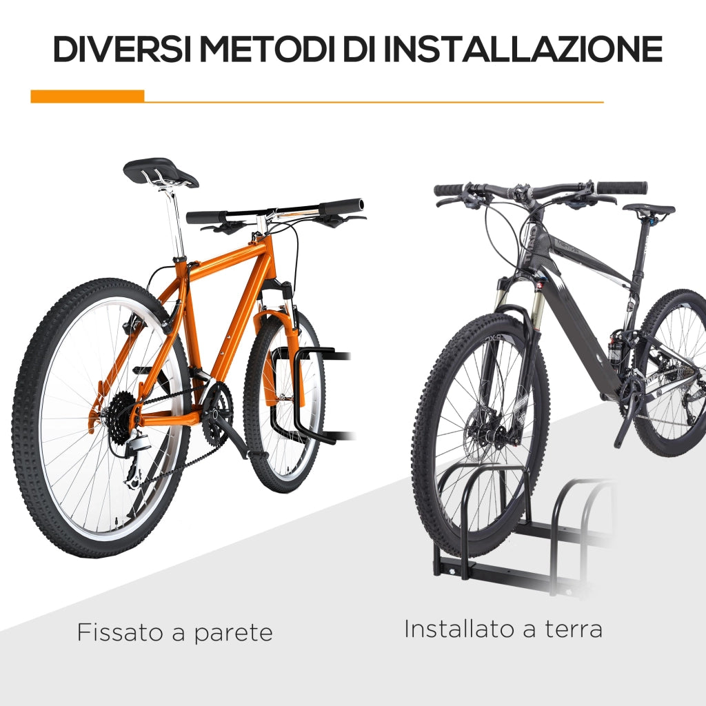 Rastrelliera Porta Biciclette 4 Posti 110x33x27 cm in Acciaio Nero