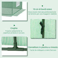 Serra Piccola 240x90x90 cm con 2 Finestrelle Laterali e Finestra Centrale in Acciaio PE e PP Verde