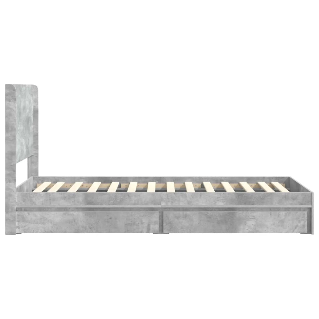 Struttura del letto con stoccaggio e testata Grigio Cemento