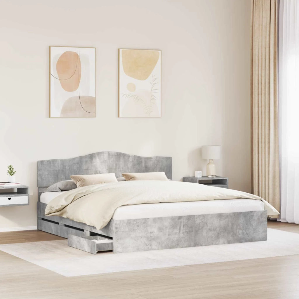 Struttura del letto con cassetto Grigio cemento 200 x 200 cm 3412973