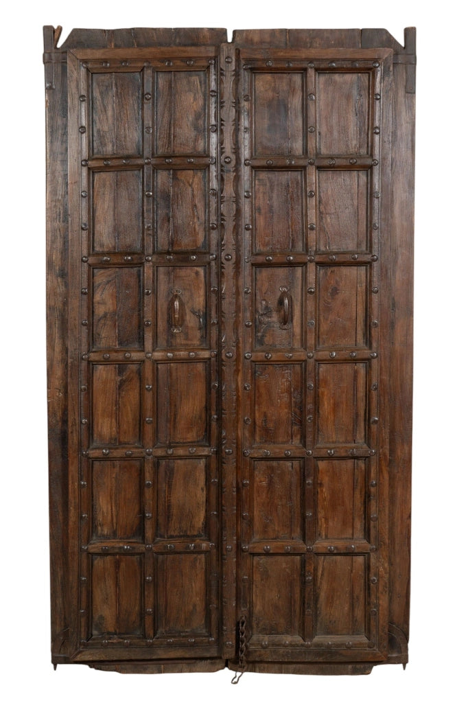 Biscottini Porta portone in legno massello e ferro da interno o da esterno vecchia e antica medievale scorrevole