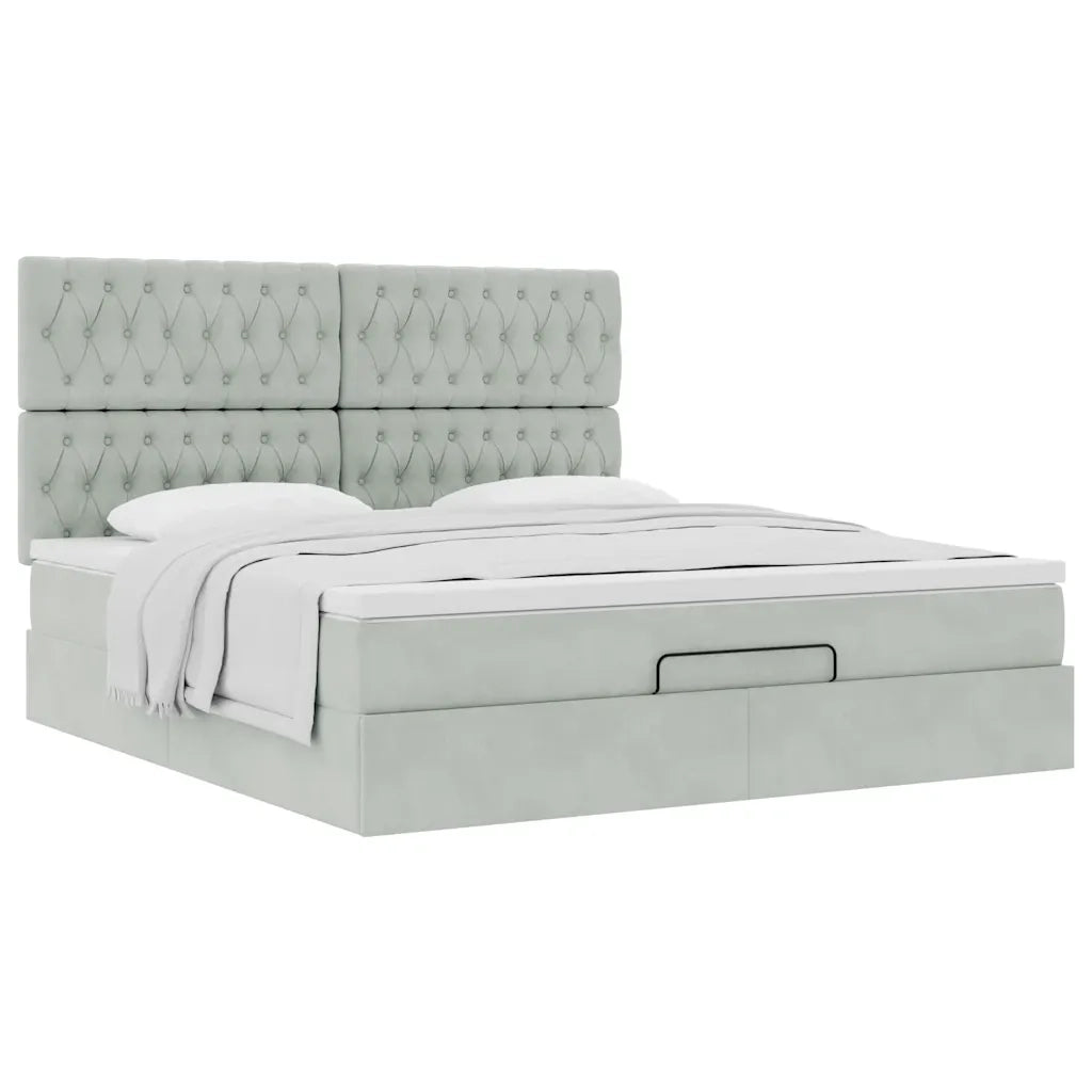 Struttura Letto Pouf con Materassi 160x200 cm in Velluto 3313553