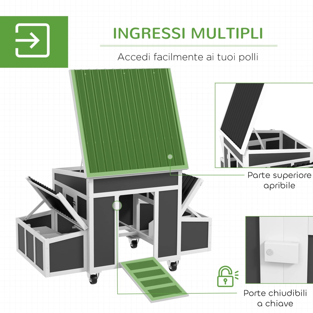 Pollaio in Legno per Galline con Nidi ¨C zephmum ¨C Grigio Scuro 100x60x80