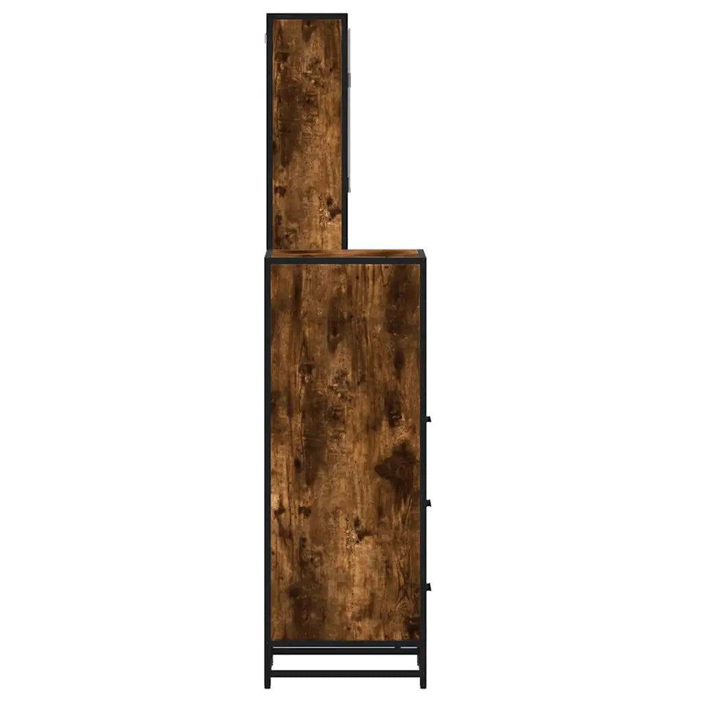 Set Mobili da Bagno 3 pz Rovere Fumo in Legno Multistrato