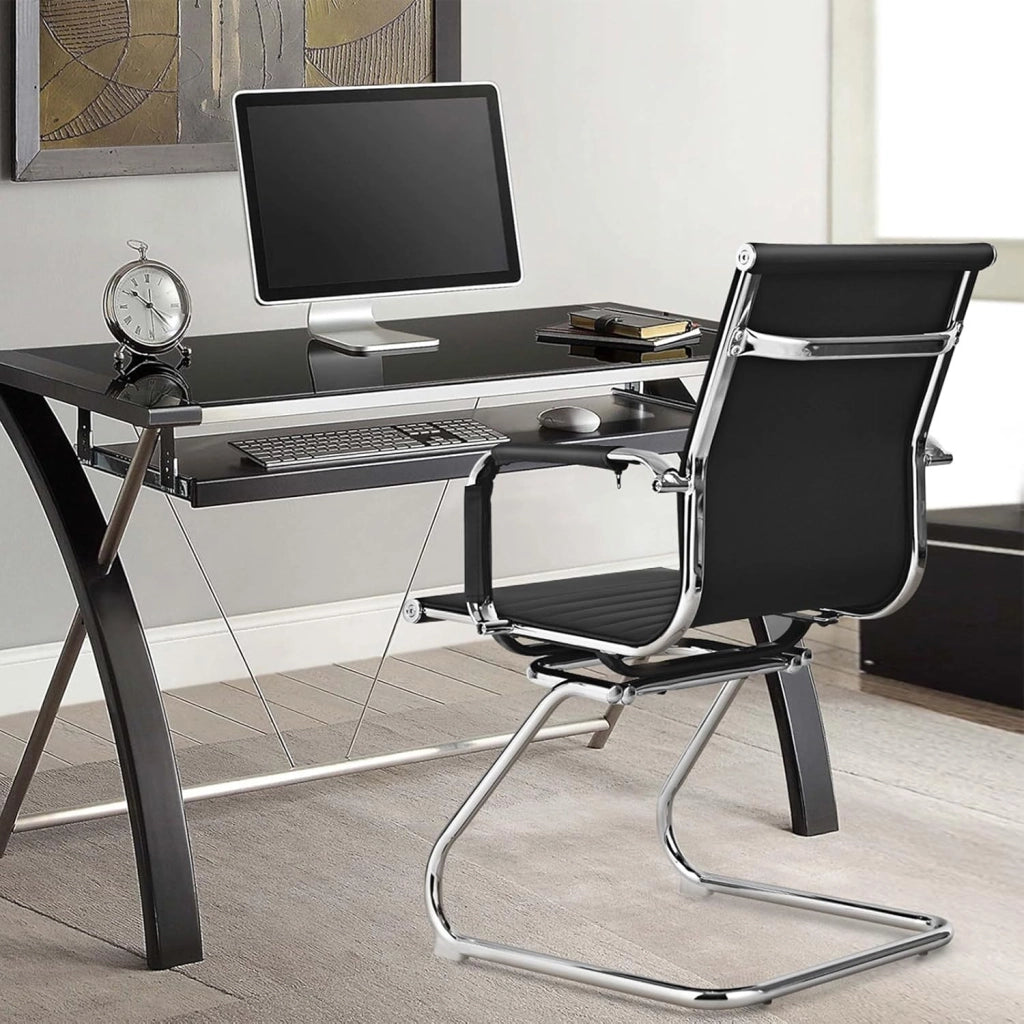 Set di 2 Sedie da Ufficio Ergonomica, Sedie per Sala d'Attesa, Sedia da Conferenza, Poltrona Ufficio con Braccioli, Sedia da Ricevimento Moderne, per Scrivania Sala Riunioni, Portata 120 kg