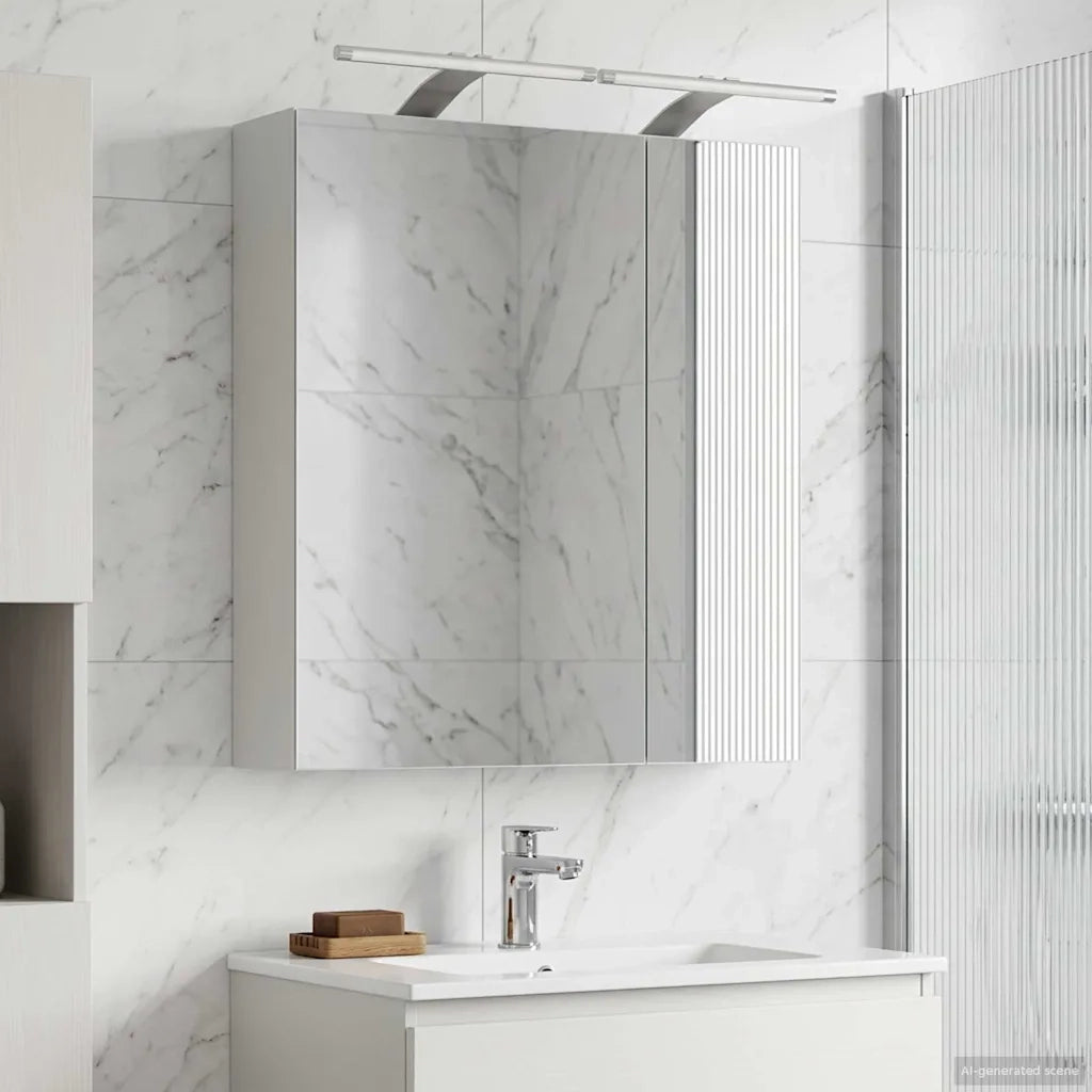 Mobiletto per specchio da bagno Bianco 60 x 14,5 x 70 cm