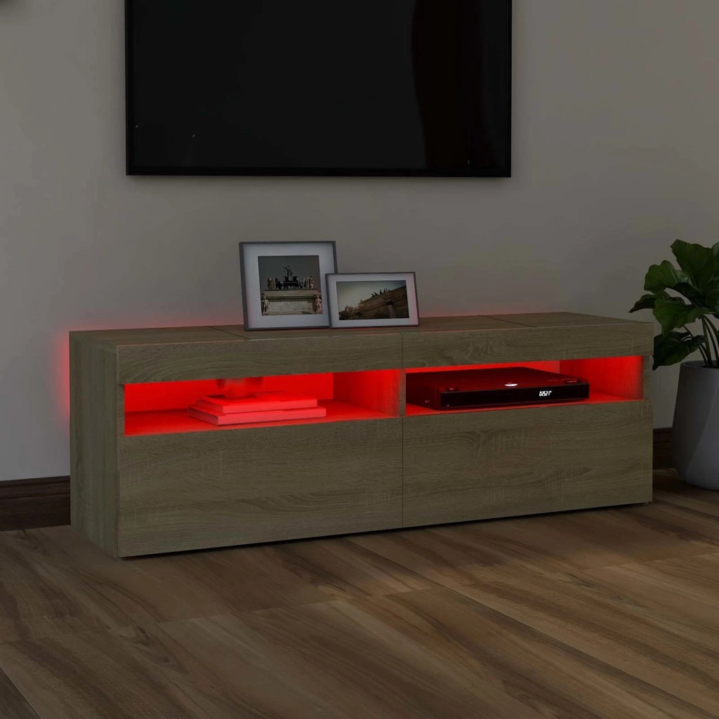 Mobile Porta TV con Luci LED Rovere Sonoma 120x35x40 cm 804376