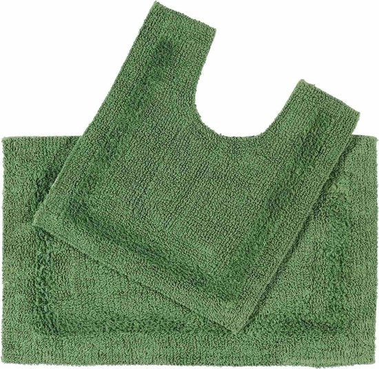 Set di Asciugamani da Bagno 2 pezzi Verde - Asciugamano da Bagno in Cotone 50x80 cm & Asciugamano per WC 50x55 cm con Design Inversibile