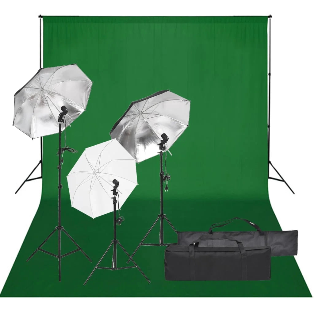 Kit per studio fotografico con illuminazione e fondale nero 02_0042436
