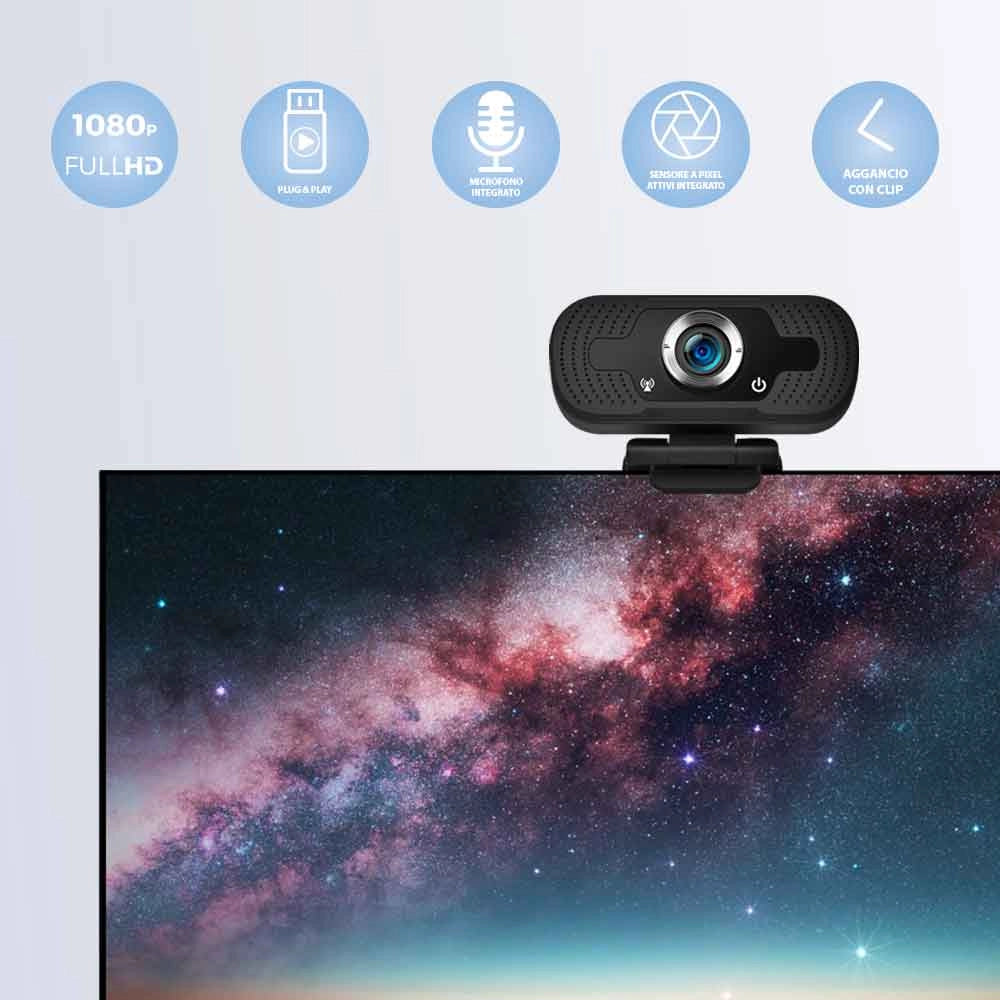 Webcam PC Full HD 1080p con Microfono Integrato