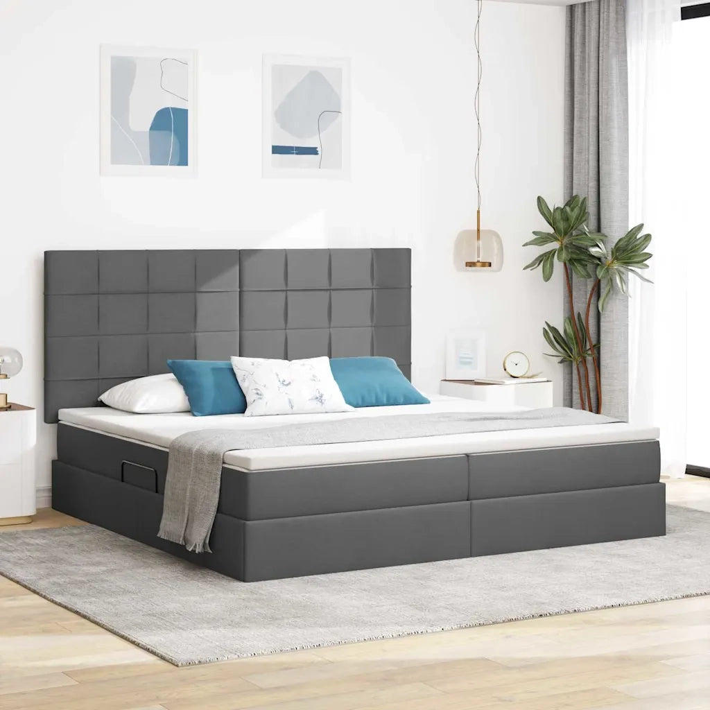 Letto con contenitore e LED con led Grigio scuro 200 x 200 cm