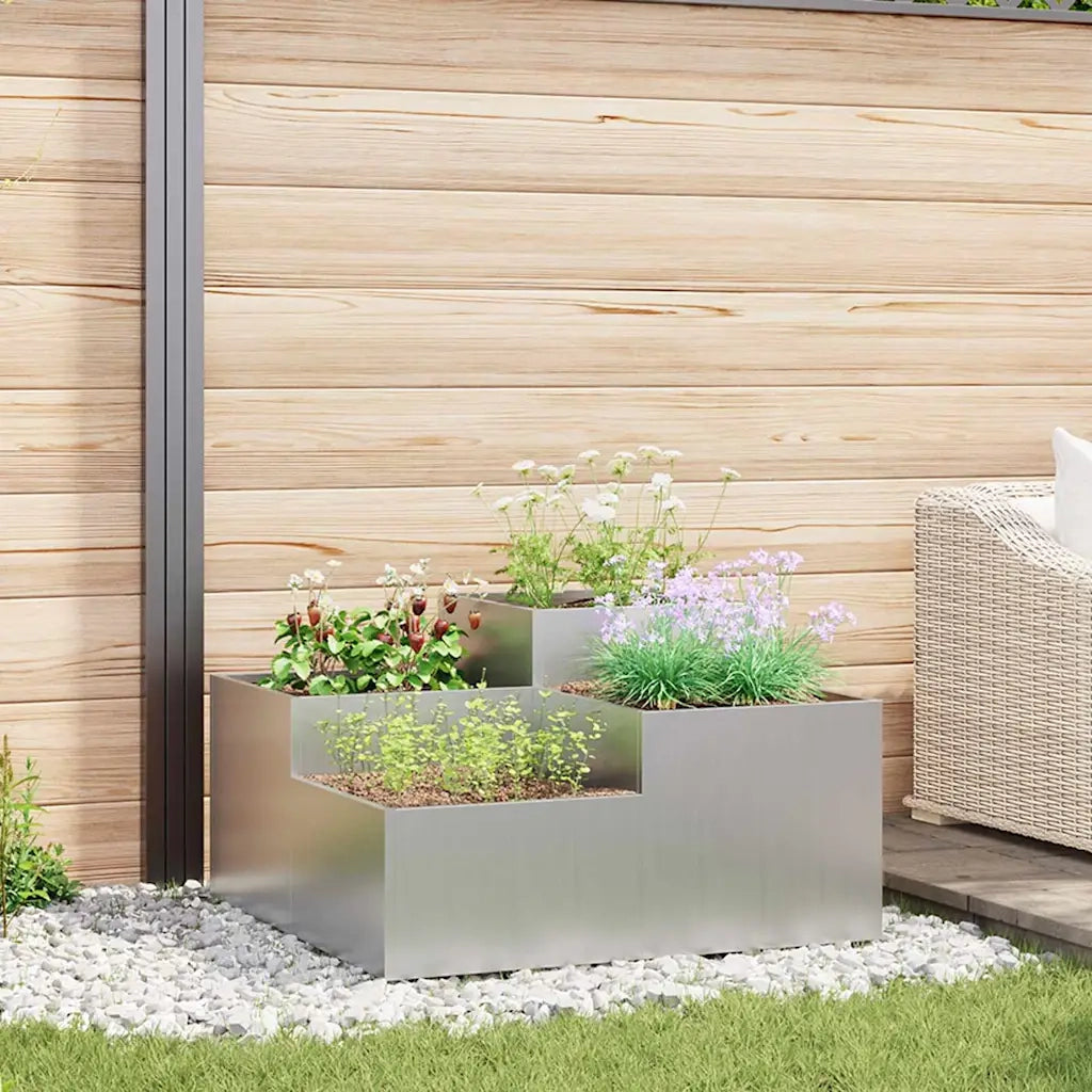 Fioriere | Cassetta per fiori | Vaso da giardino Argento 100 x 100 x 48 cm Acciaio zincato