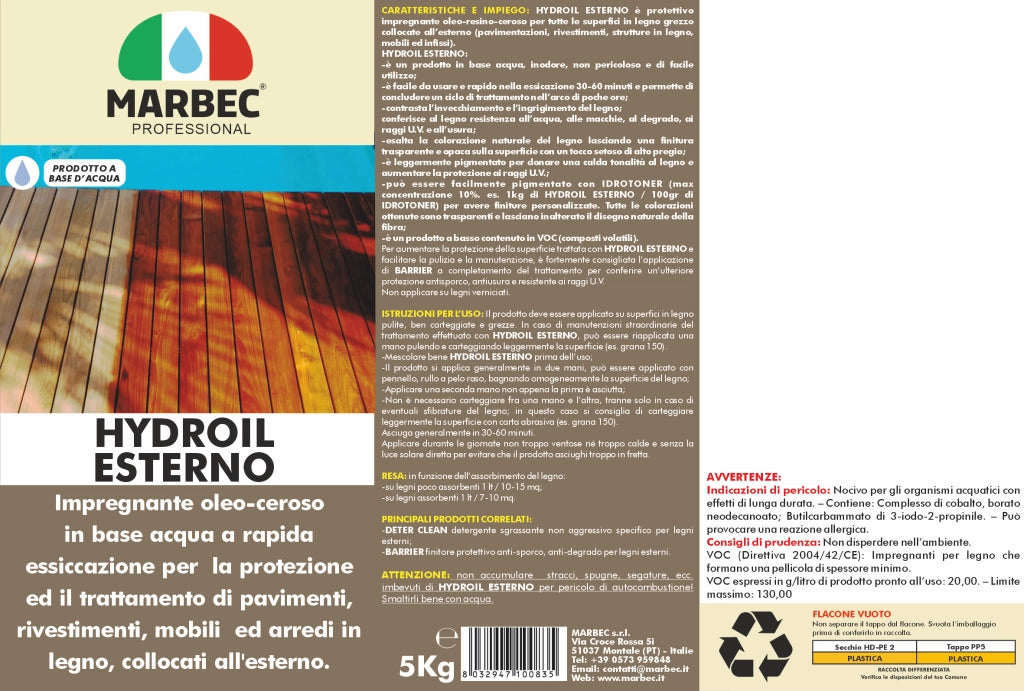 Impregnante per legno esterno HYDROIL ESTERNO   5KG