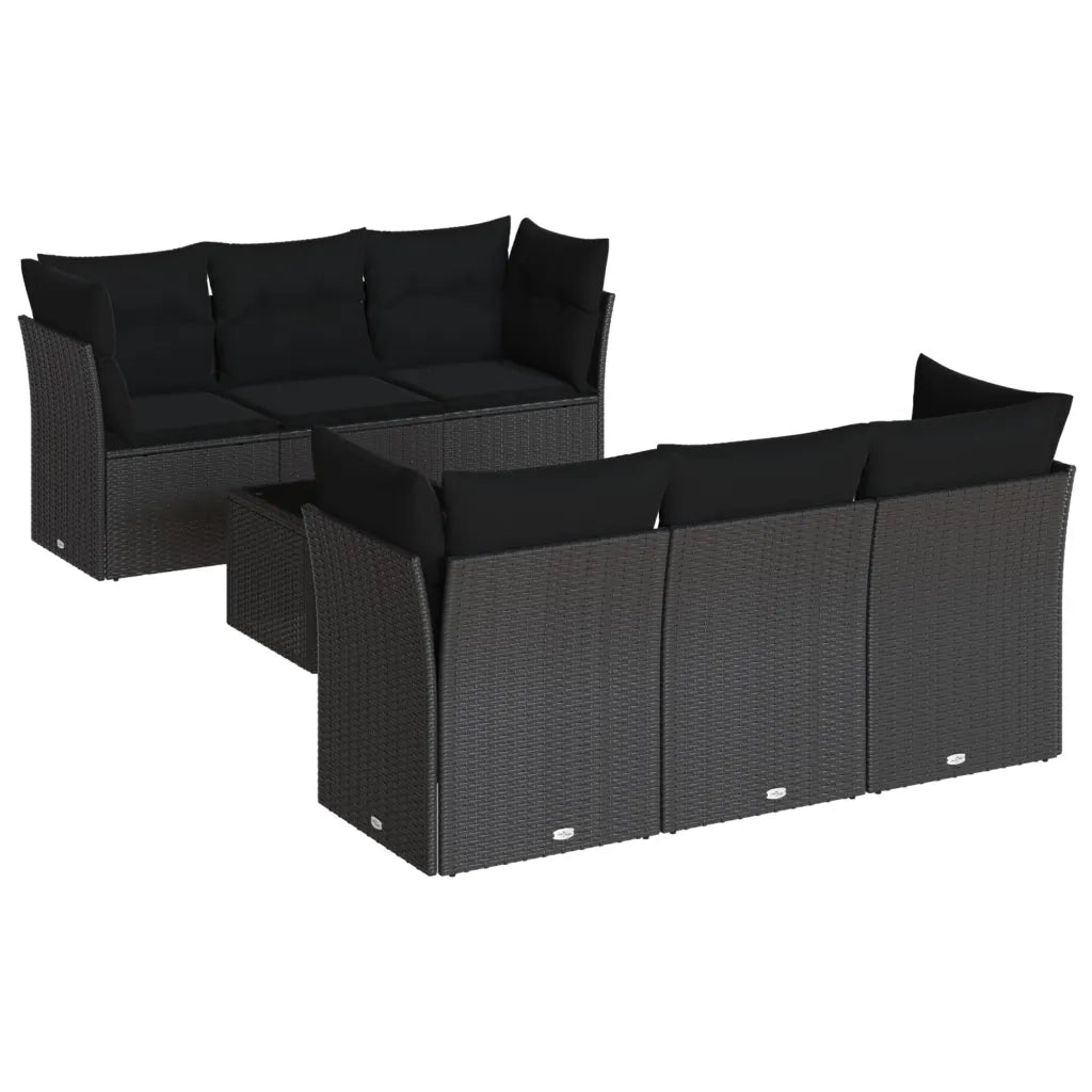 Set Divani da Giardino con Cuscini 7pz Nero Polyrattancod mxl 113408