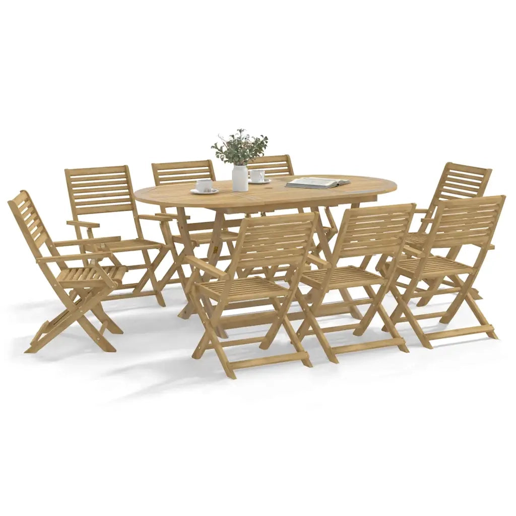 Set da Pranzo da Giardino 9 pz Legno Massello di Acacia