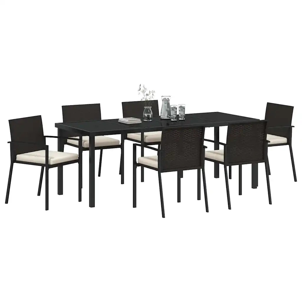 Set da Pranzo per Giardino 7 pcs Nero 3379238