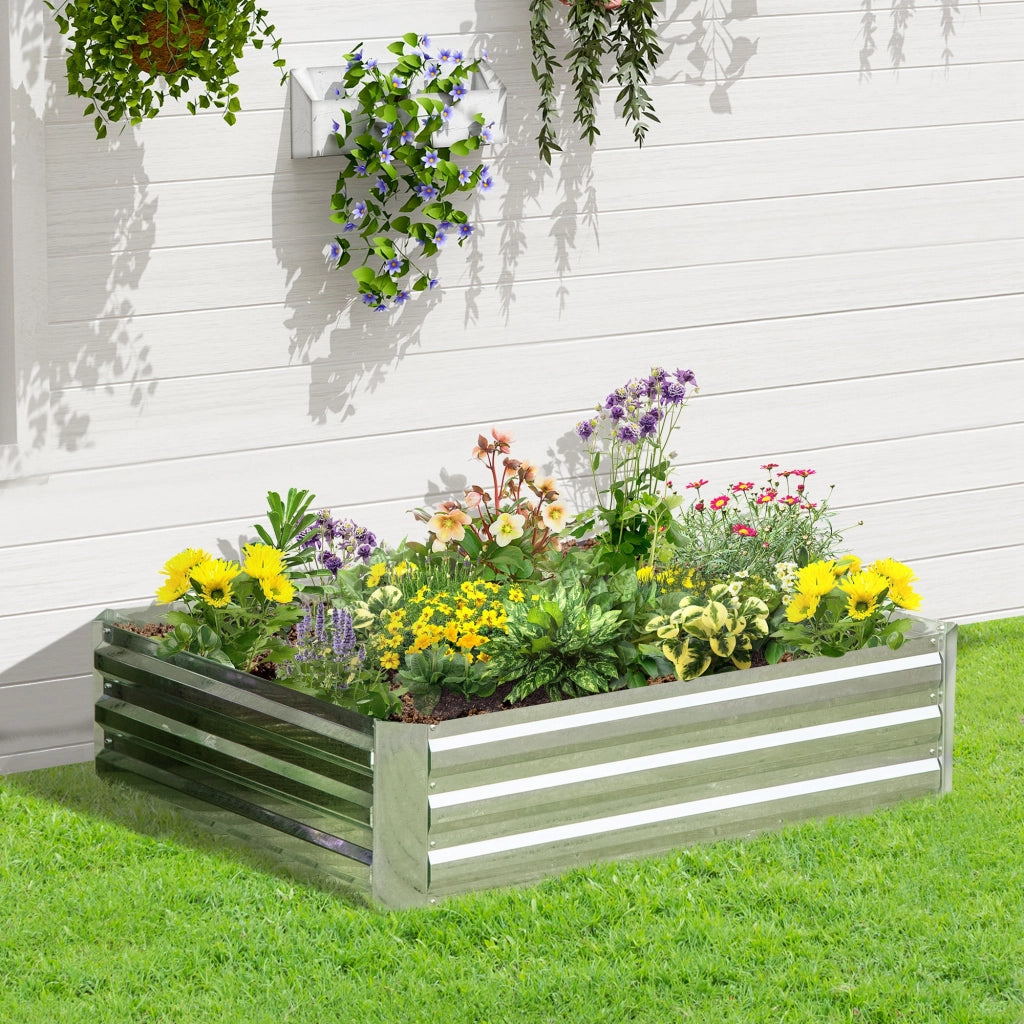 Letto da giardino rialzato in acciaio ¨C zephmum ¨C 120x90x30 cm argento
