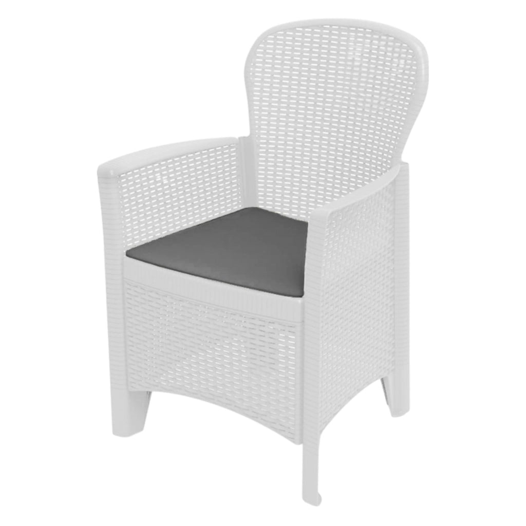 Sedia da esterno Amilton, Seduta da giardino, Poltrona outdoor effetto rattan, 100 % Made in Italy, Cm 60x58h89, Bianco