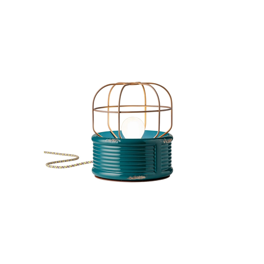 Lumetto Industrial Ferro E Ceramica Vintage Verde 1 Luce E27