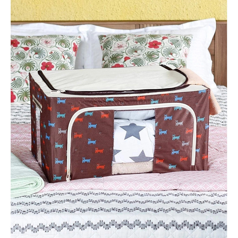 Trade Shop - Borsa Portaoggetti Multifunzionale Pieghevole Tessuto Con Finestra Manici 100lt 60x42x40cm -