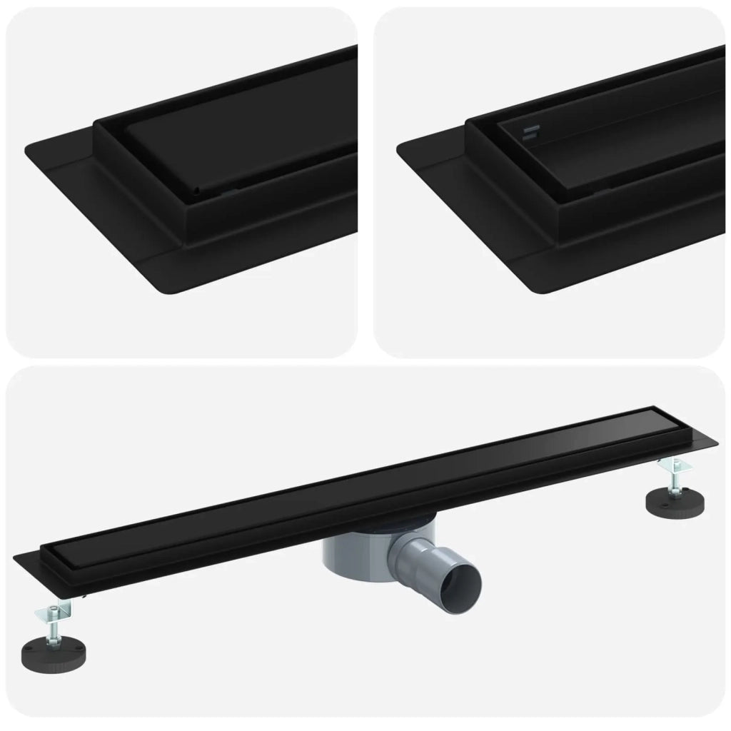 Scarico doccia 2-in-1 con sifone a 360° Nero 70 cm