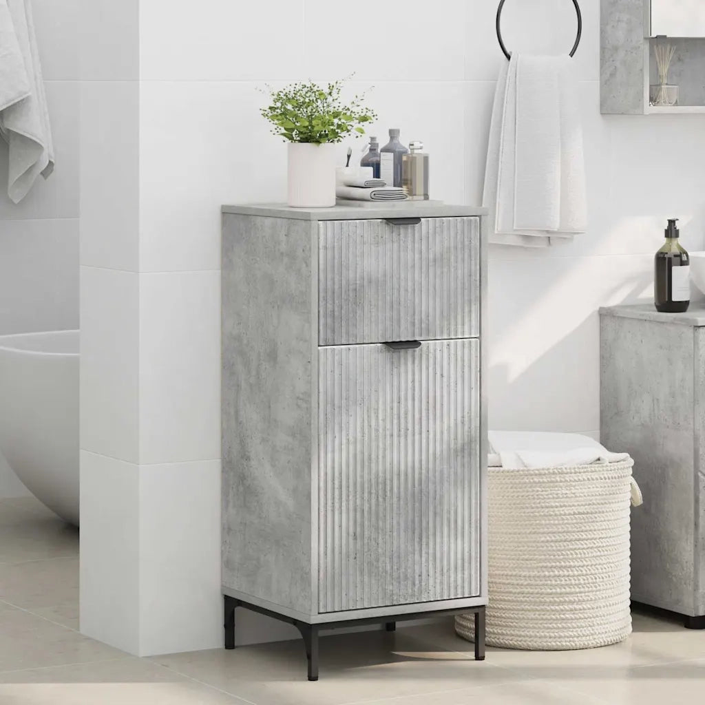 Mobile da Bagno | Armadio da bagno con cassetto Grigio cemento 39,5 x 36 x 88 cm