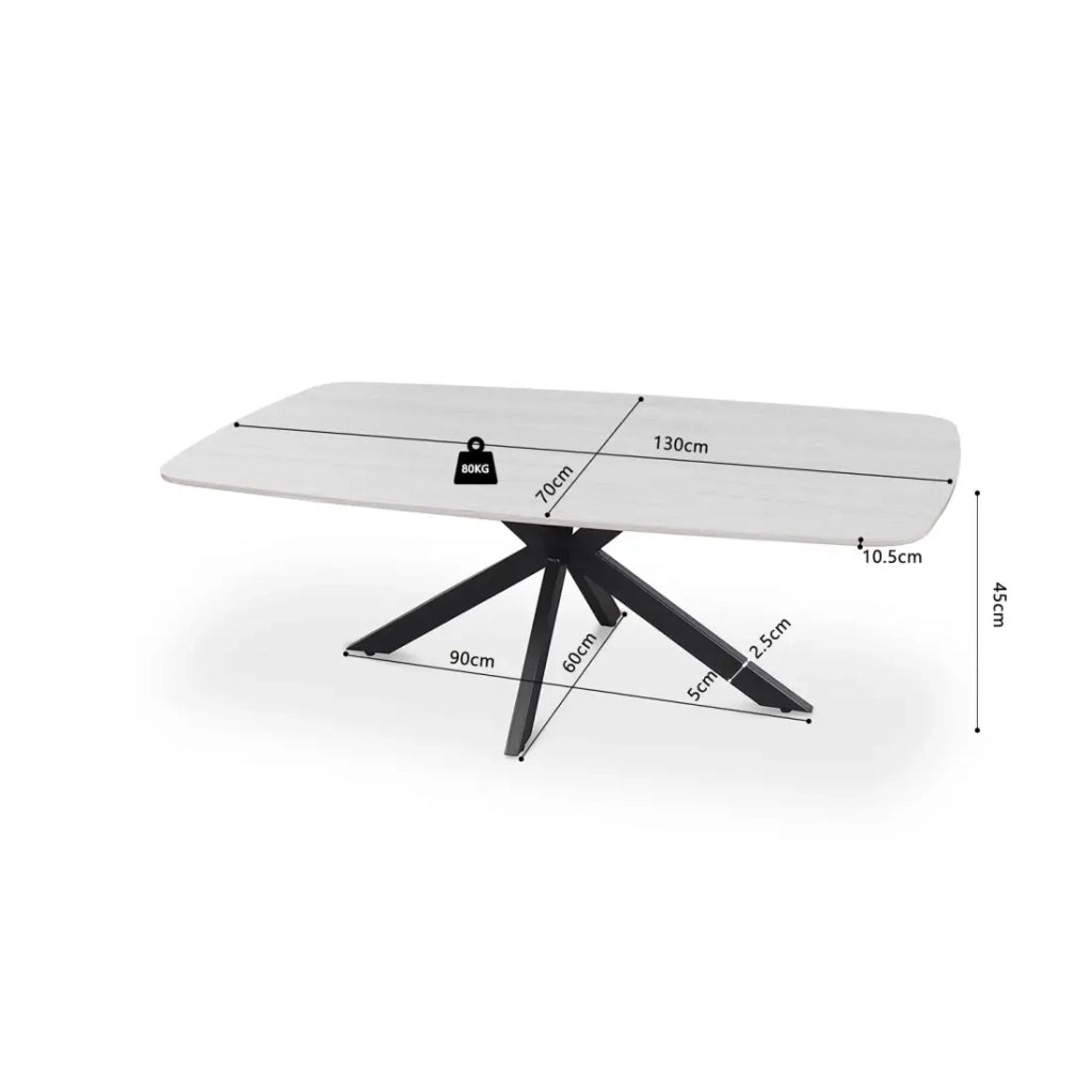 Tavolini ARVENA – Tavolino rettangolare 130x70 cm – 5 colori pietra e marmo – Design contemporaneo