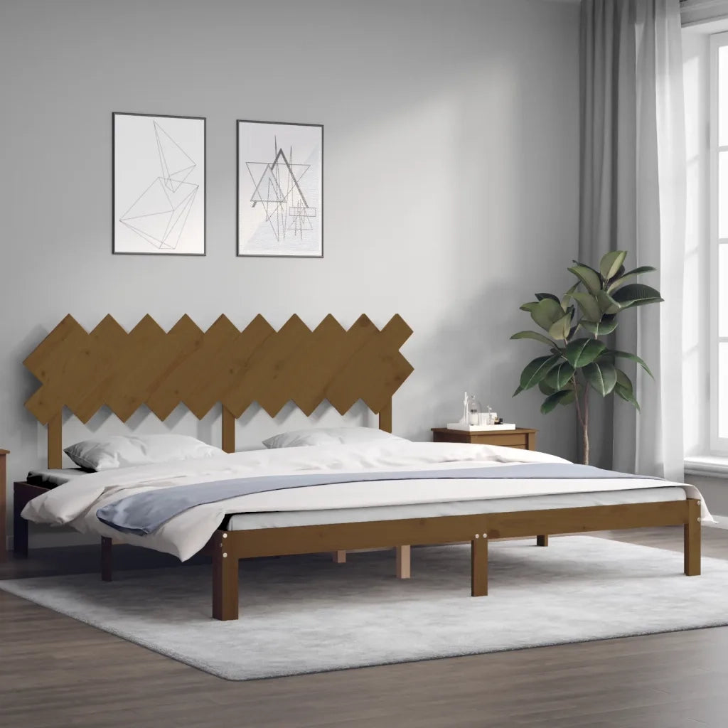 Giroletto con Testiera ambra 200x200 cm in Legno Massello 3193749