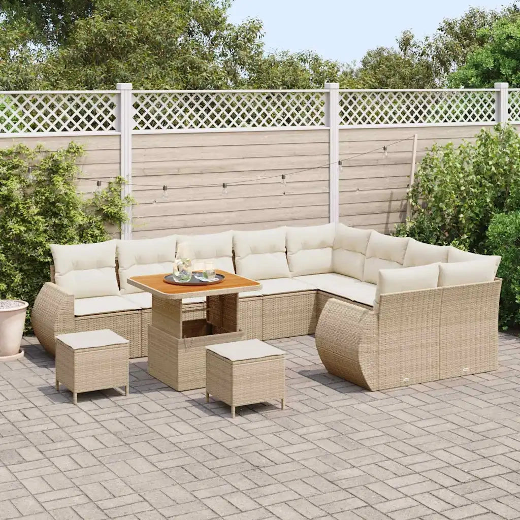 Set Divano da Giardino con cuscino 12 pcs beige e panna