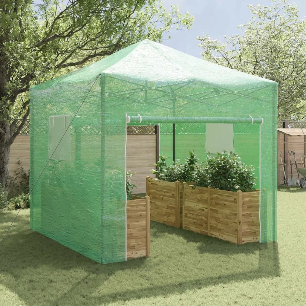 vidaXL Serra con tetto Verde 290 x 290 x 315 cm Acciaio
