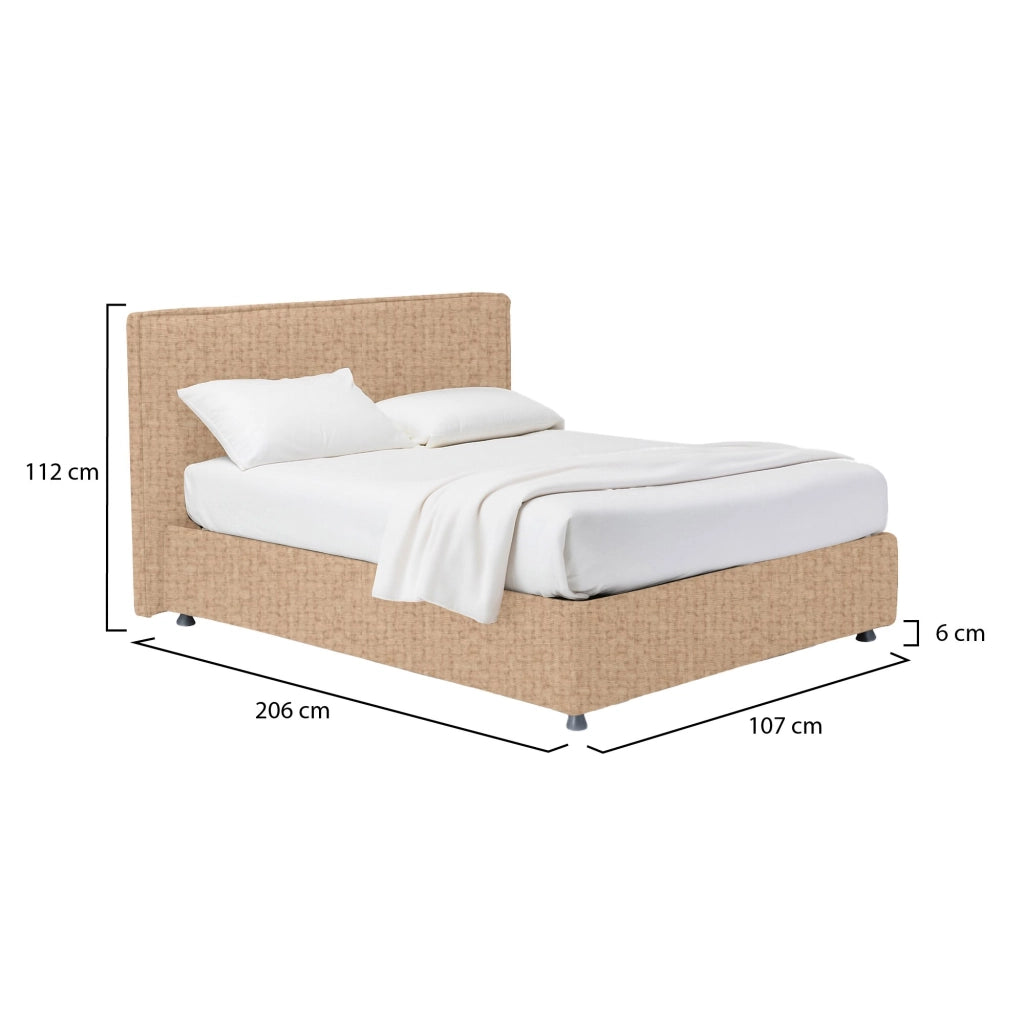 Bracknell, Letto Singolo Sfoderabile Made in Italy, Beige