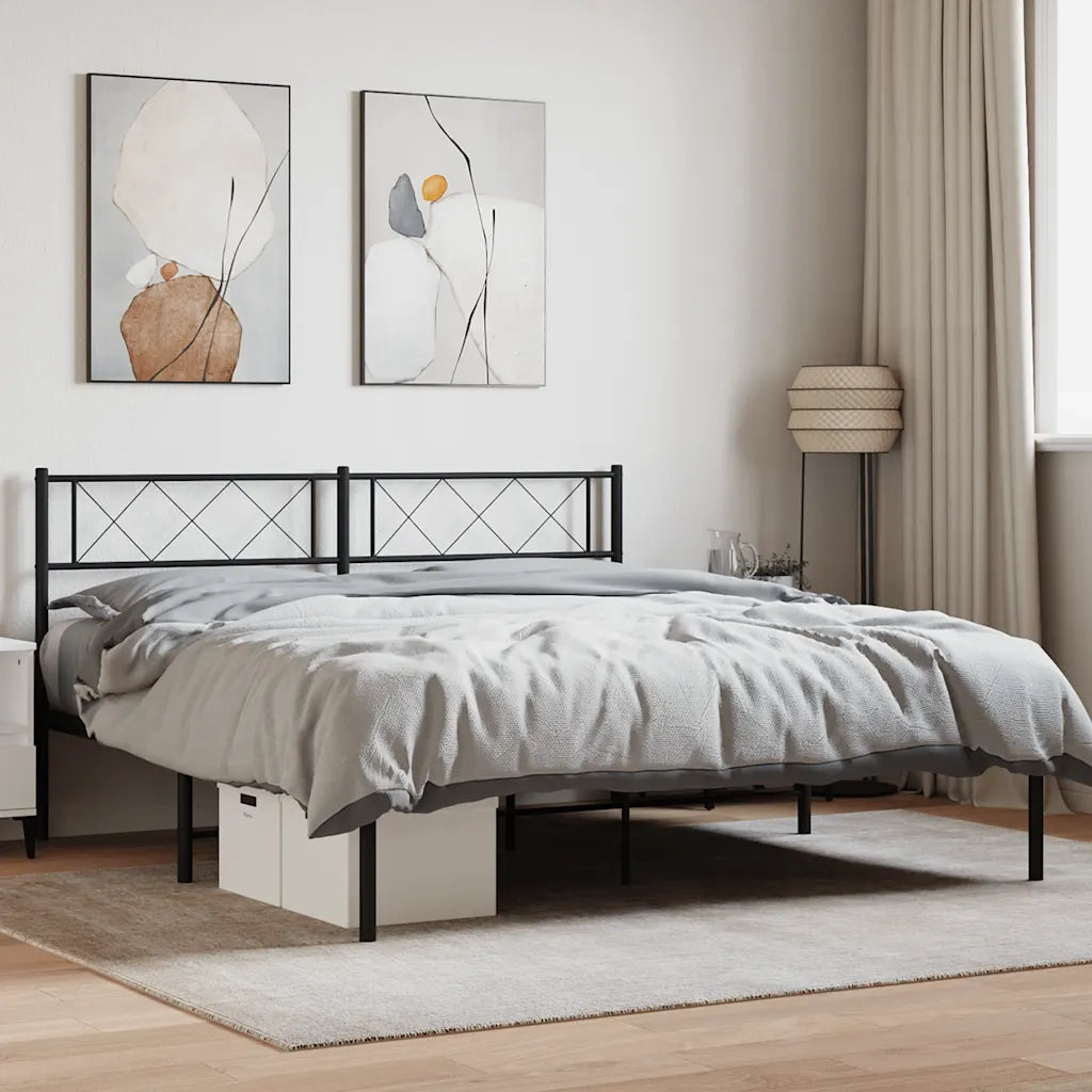 Giroletto con Testiera-Struttura Letto con testiera in Metallo Nero 160x200 cm 796693
