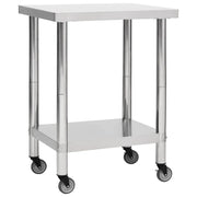 Tavolo da lavoro da cucina con ruote 80 x 30 x 85 cm acciaio inox 02_0001915