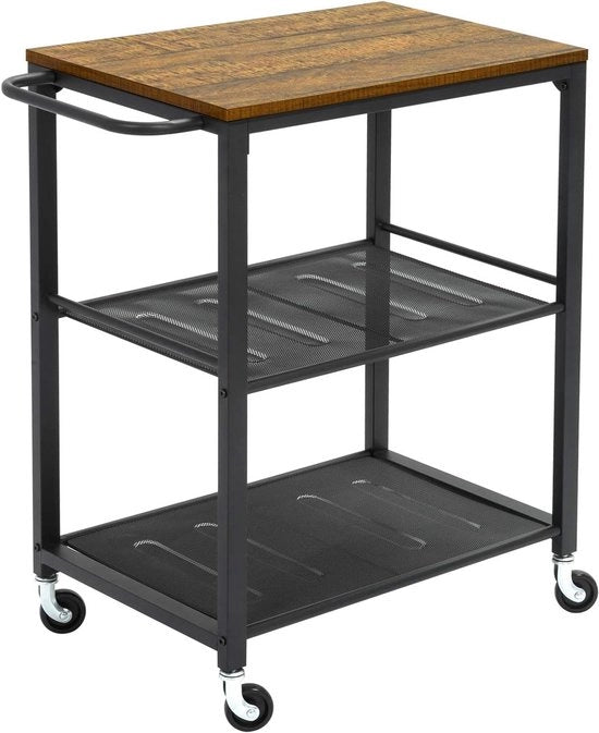 Carrello Industriale da Cucina - Tavola da Servire su Ruote - Marrone - 60 x 40 x 78,5 cm