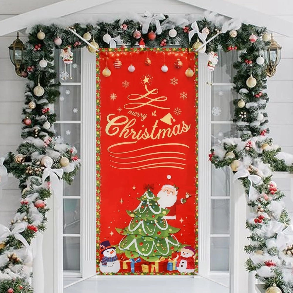 Trade Shop - Copri Porta Natalizio Con Elastico Decorazioni Sfondi Addobbi Natale 90x210 Cm -