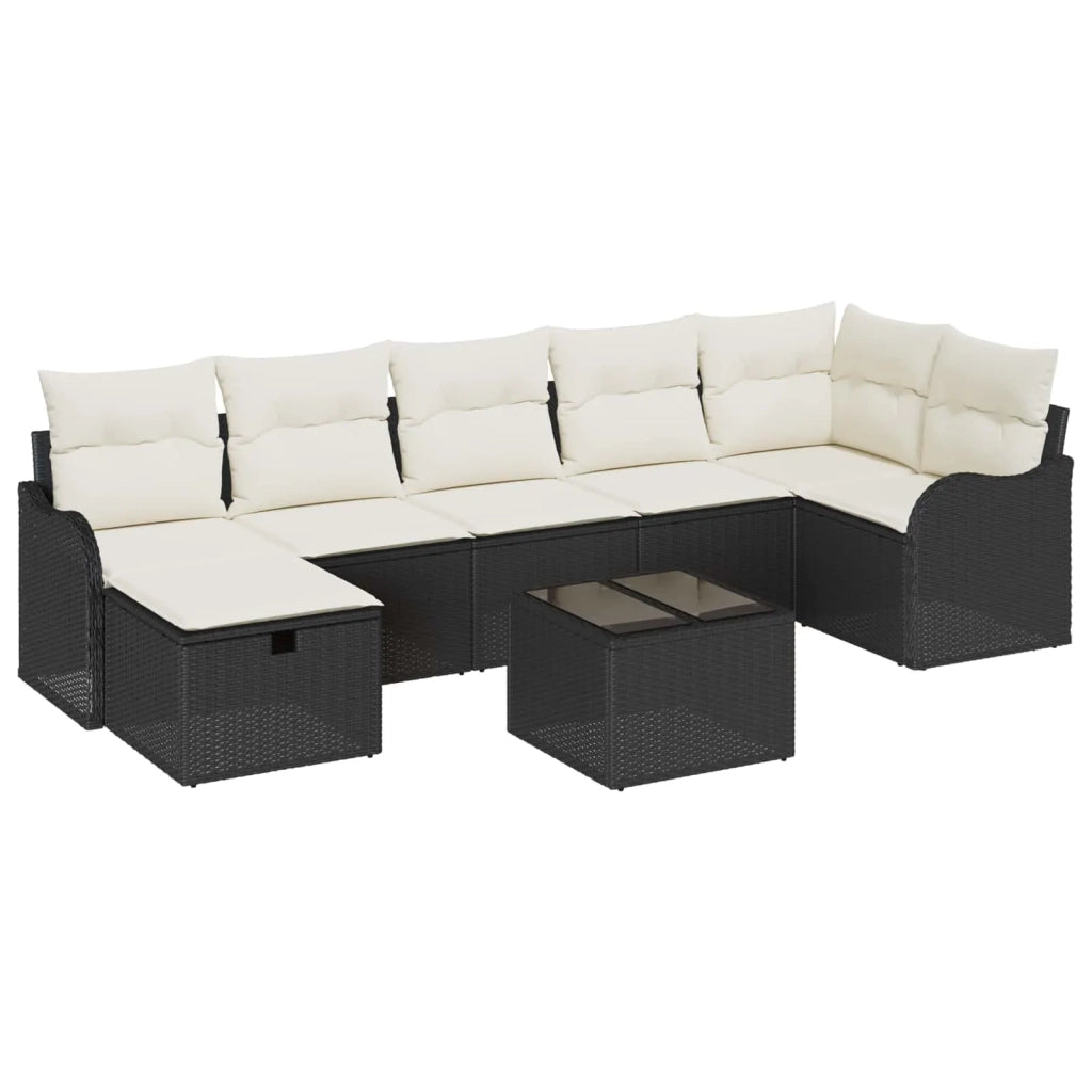 Set di divani con cuscino 8 pcs Nero e Crema polyrattan 3359006