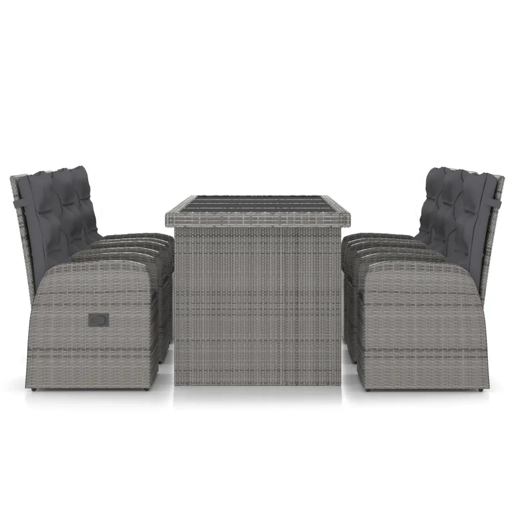 Set da Pranzo per Esterni 7 pz con Cuscini in Polyrattan Grigio 3059344