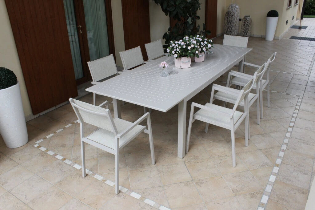 Tavolo Cuba Allungabile 220/280x100x75 h cm in Alluminio Tortora