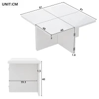 Set di tavolini fai-da-te con piano in finitura lucida, combinazione libera, 81x81x40 cm, Bianco