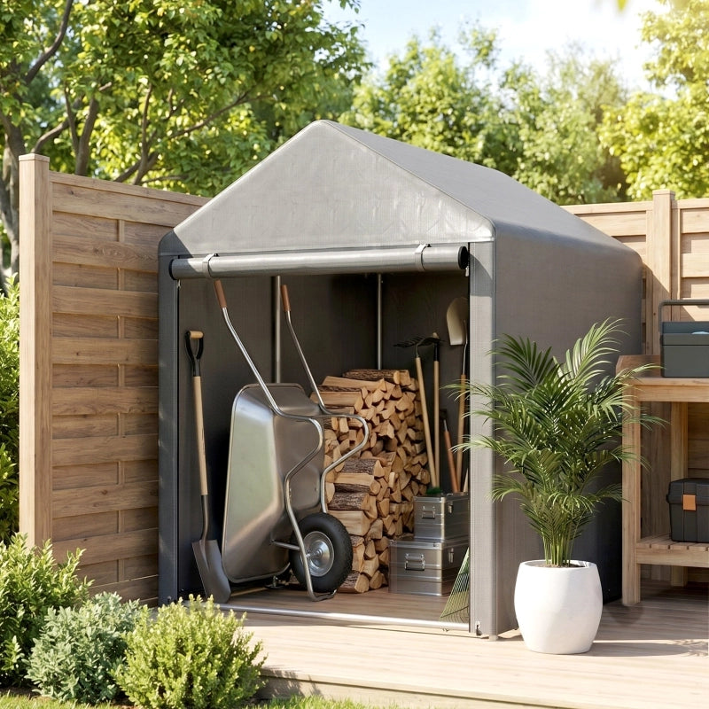 CASETTA DA GIARDINO con porta 120 x 179 x 165 cm Acciaio Grigio chiaro