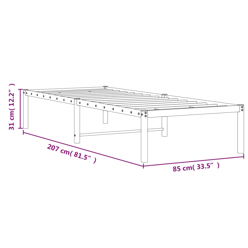 Letto singolo | Letto per adulti | Giroletto in Metallo Bianco 80x200 cm