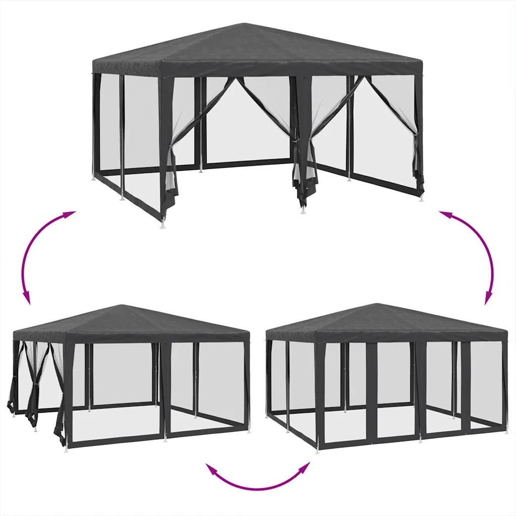 Tenda per Feste con 8 Pareti in Rete Antracite 4x4 m in HDPE 4010064